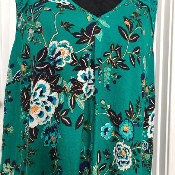 Daniel Rainn Womens Blouse 1X Green Floral Sleeveless Back Closure NWT‎ - Picture 4 of 8